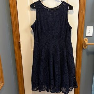 Dress Barn Navy Floral Lace Mini Dress